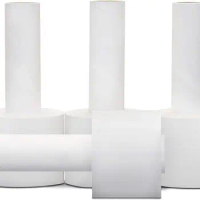 Mini Stretch Wrap with Handle, 12 Pack, 5 Inch x 1000 Feet, 60 Gauge, Clear Plastic Cling, Hand Shrink Film Roll