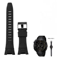 YOPO Suitable For Casio PRG-110Y/C/PRW-1300Y Black Rubber Watch Band PROTREK Silicone Strap