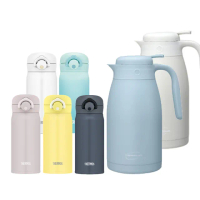 【膳魔師X凱菲】獨家專售_不鏽鋼輕量彈蓋保溫瓶350ml+保溫壺2000ml(JNR-350+TCTP-2000)