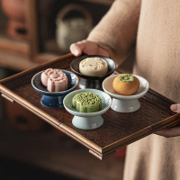 Creative and stylish fruit plate and basket, durable high-footed ceramic Chinese-style tea snack tra
