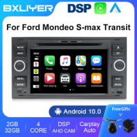 BXLIYER Carplay DSP Android 10 Auto 2 din Car Multimedia DVD Player For Ford Mondeo S-max Focus 2 C-MAX Galaxy Fiesta Transit