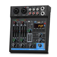 M4 4 Channel Bluetooth Mini Audio Mixer Sound Card Video DJ 16 Digital Effects Noise Reduction Console USB Recording For Singing