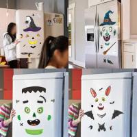1Set Halloween Magnetic Refrigerator Sticker Witch Bat Pumpkin Ghost Festival Decoration Sticker Garage Door Decoration Sticker