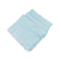 COACH水藍色 C Logo浮水印方型抽鬚薄圍巾(132x132CM) (展示品-洗標脫落遺失)