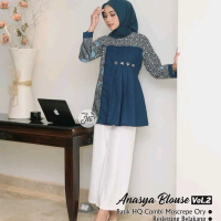 Anasya Blouse Batik Modern kombinasi moscrepe Baju Atasan Wanita