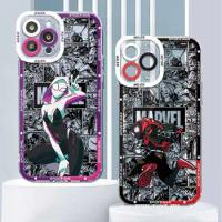 Clear Phone Case For Xiaomi Poco X3 NFC X3Pro X4Pro M3 Pro Soft Cover for Mi 11 Lite 11T Pro Marvel Spider Man Miles Gwen