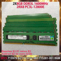 2PCS 713979-B21 713752-081 715281-001 RAM For HP 8GB DDR3L 1600MHz 2RX8 PC3L-12800E Server Memory Works Perfectly Fast Ship