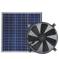 Ventilation Tools 40W Solar Panel Powered 14'' Axial Flow Propeller Smoke Extractor Attic Gable Heat Exhaust DC Fan