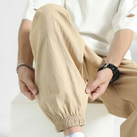 Seluar Linen Kapas Lelaki Musim Bunga dan Musim Luruh Seluar Kasual Potongan Nipis Lelaki Seluar Tre