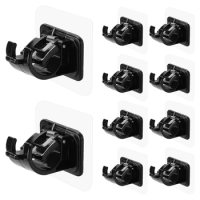 10PCS Self Adhesive Curtain Rod Holders No Drill Curtain Rods Brackets No Drilling Nail Free Adjustable Hooks