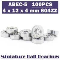 604ZZ ABEC-5 ( 100 PCS ) 4*12*4 mm Miniature Ball Bearings 604ZZ EMQ Z3V3