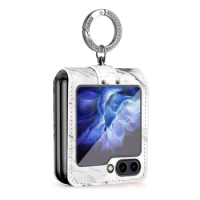 Vietao Galaxy Z Flip 5 4 3 White Phone Case for Samsung Flip5 Flip4 5G Ring Holder stand Leather cover