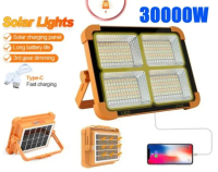 Emergency 30000W LED Portable Solar Lamp Spotlight Outdoor Camping Lighting With Magnetic USB Charge