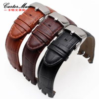 Crocodile pattern genuine leather watchband for Swatch YRS403 412 402G series 21mm curved end male bracelet black brown strap