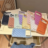 iPhone 17 Pro Max Phone Case with Cat Ear Camera Cover Colorblock Jelly Polka Dot 2 in 1 Protective 