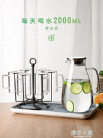 耐高溫冷水壺套裝家用玻璃涼茶壺涼白開水壺大容量涼水杯2L泡水壺