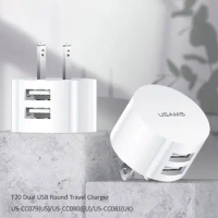 5V 2.1A White Dual USB Charger Quick Charge Wall Charger Mobile Phone Charging Mini Round Adapter Travel Charger