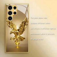 Light Luxury Desert Golden Glass Phone Case Compatible with Samsung S25, Samsung S25 Edge, Samsung S