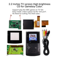 10 levels Brightness 2.2 inches TV Version High Backlight LCD Screen Kits And Pre-cut Shell Cases For Game Boy Color GBC Console