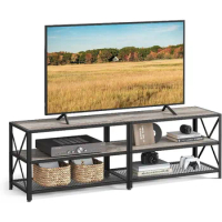 TV Stand, TV Console for TVs Up to 65 Inches, TV Table, 55.1 Inches Width, Cabinet with Storage Shelves, Steel Frame