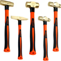 WEDO 5 Piece Hammer Set,3lb Sledge Hammer,1-1/2lb Mallet Hammer,1lb 、2lb Ball Pein Hammer,0.7lb Scaling Hammer,Fiberglass Handle