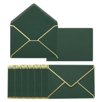 200Pcs A7 Envelope with Gold Border Christmas Envelopes for 5x7 Card V Flap Envelopes for Office Wedding Gift Cards Invitation