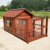 Pet Playpens Dog House Fence Outdoor Kennel Villa Dog House Wood Large Casa Para Perros Grande Dog Crate Furniture YN50DH