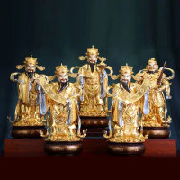 48cm huge TOP Buddhist Hall temple luxury High grade gold plating WU LU CAI SHEN 5 Paths of Wealth God buddha gods statue