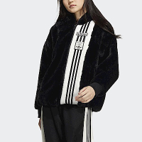 Adidas Adibreak Fur [IC8130] 女 連帽外套 運動 休閒 人造皮草 撞色 拼接 舒適 黑白