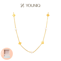 YOUNIQ MIRAE 18K Gold Titanium Necklace with Pearl & Flower Necklace