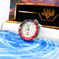 SEIKO 精工 限量款 5 Sports 機械錶 快打旋風 RYU隆 尼龍帆布手錶-白色/41mm