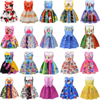 Kids Dresses for Girls Cartoon Mickey Minnie Mouse Bowknot Dress Moana Encanto Frozen Elsa Princess Dress Baby Girls Party Dress