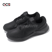 Nike 慢跑鞋 Varsity Leather GS 大童 女鞋 黑 全黑 皮革 緩震 運動鞋 CN9146-001