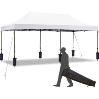 10' x 20' Pop Up Canopy Tent, Commercial Instant Canopy with Roller Bag, 6 Sand Bags, Outdoor Canopies for Festival, Event