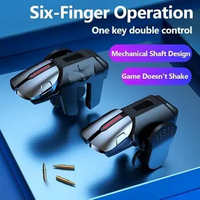 2pcs 6 Finger Gaming Trigger for PUBG Game Mobile Phone Gamepad Mobile Gamepad Trigger Joystick for Ios Android Mobiles Phones