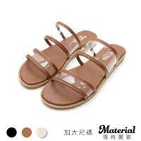 Material瑪特麗歐  MIT拖鞋 加大尺碼透明雙帶平底拖鞋  TG52001