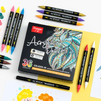 12 24 36 Color Acrylic Marker Pens Dual Tip Fine Brush Marker Pen for Artist Drawing Manga Design Art Supplies