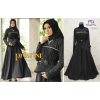 PRISTINE SYARI GAMIS PESTA ELEGANT HITAM NAVY ALLSIZE FIT L XL BAJU LEBARAN BAGUS REALPICT