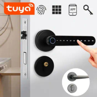 Tuya APP Biometric Fingerprint Smart Door Lock Password Electric Digital Lock Keyless Entry Door Knobs lock for Bedroom Home
