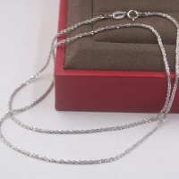 Pure 18k White Gold Chain Unisex Luck Full Star Link Chain Necklace 16-18inches