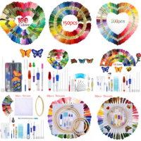 Magic Embroidery Pen Punch Needle Kit Craft Embroidery Thread Cross Stitch Embroidery Hoop Set 100/150/200pcs Cross Stitch Floss