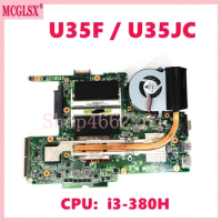 U35F with i3-380H CPU Notebook Mainboard For ASUS U35UF U35J U35JC Laptop Motherboard 100% Tested OK