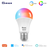GIRIER Smart Bulb WiFi LED Light Bulb Color Changing Sync Music Dimmable Bulb E27 9W Works with Alexa Hey Google No Hub Required