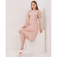 Urban Exchange Noella Pink Dress Midi Dress Brokat Dress Natal S Pink