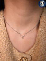 สร้อยคอดีไซน์เขากวางประดับเพชรแท้ธรรมชาติ0.1ct*1 ทองคำแท้9K White Gold