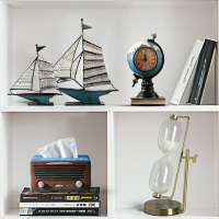 帆船沙漏工藝品家里隔斷裝飾辦公室書房桌面布置展示架復古小擺件