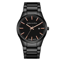 HANNAH MARTIN 午夜迷情立體刻度不鏽鋼腕錶-黑x38mm(HM1756-FH)