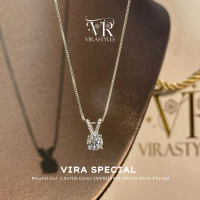 VRS.สร้อยคอเงิน92.5ชุบทองคำขาว ความยาว16-18นิ้ว  พร้อมจี้เม็ดเดี่ยวน้ำหนัก1.0ct รุ่นVira Special  Li