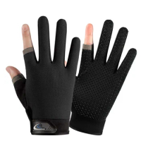 Men's Fishing Gloves Anti-UV Cycling Women Two Finger Cut Male Touch Screen Angling Anti-Slip Breathable Fitness Gloves