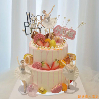 免運 開立發票 公司貨 蛋糕架 蛋糕模型 展示模型 仿真蛋糕模型網紅新款雙層水果小仙女芭蕾舞女孩定制塑膠樣品